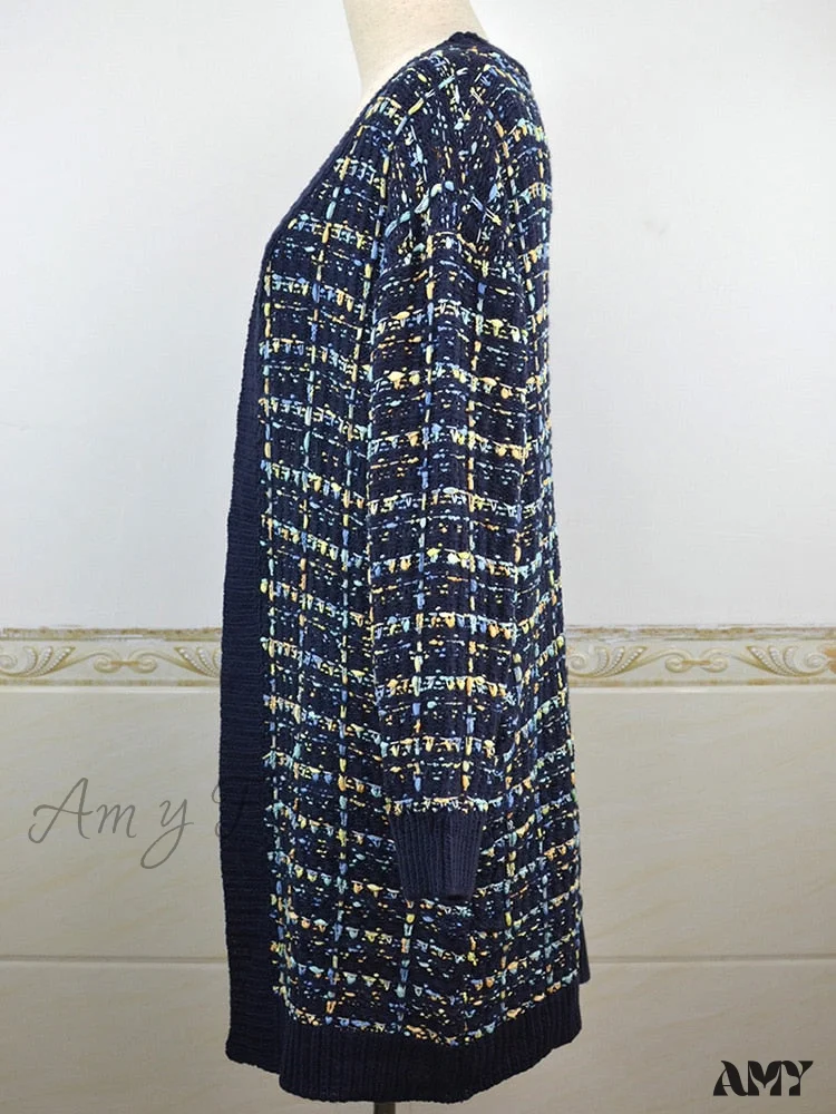 Amy Fashion - Bohemian Plaid Cardigans Vintage Long Coat Female Jacket - Image 7