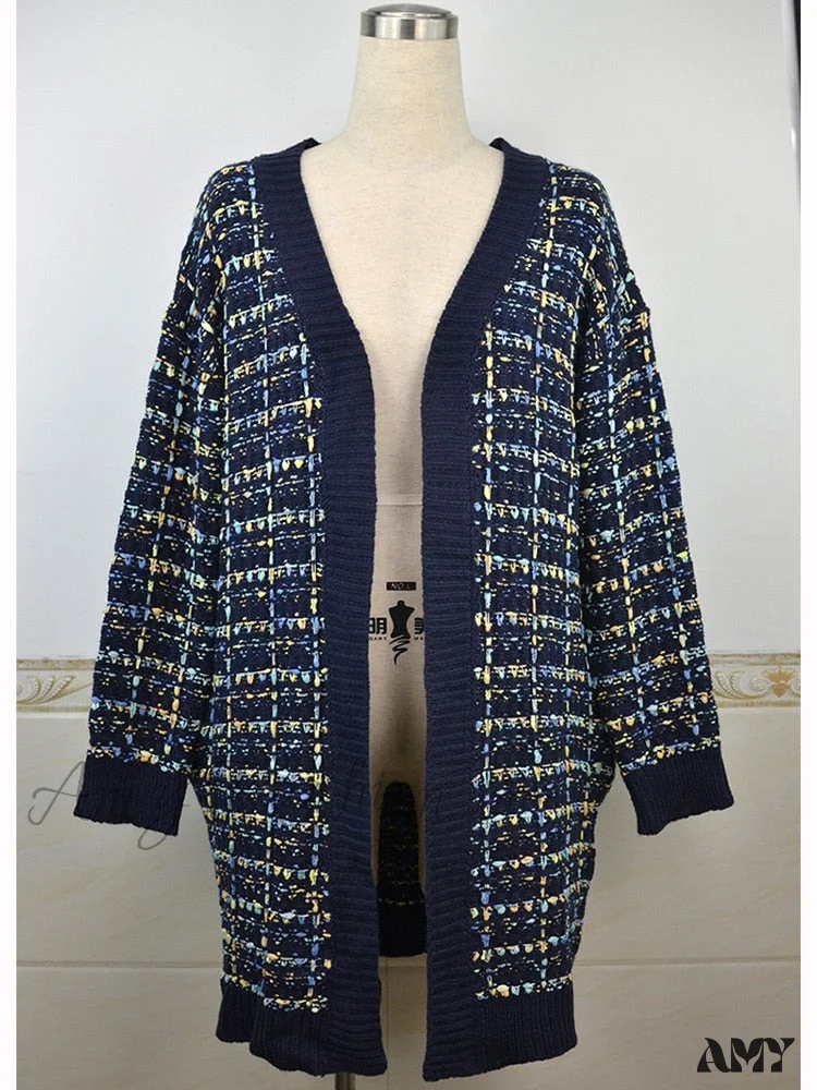 Amy Fashion - Bohemian Plaid Cardigans Vintage Long Coat Female Jacket - Image 9