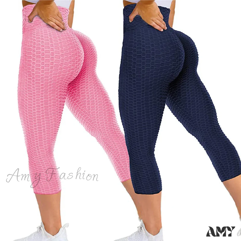Amy Fashion - Ruched Butt Leggings Capris Pants - Image 2