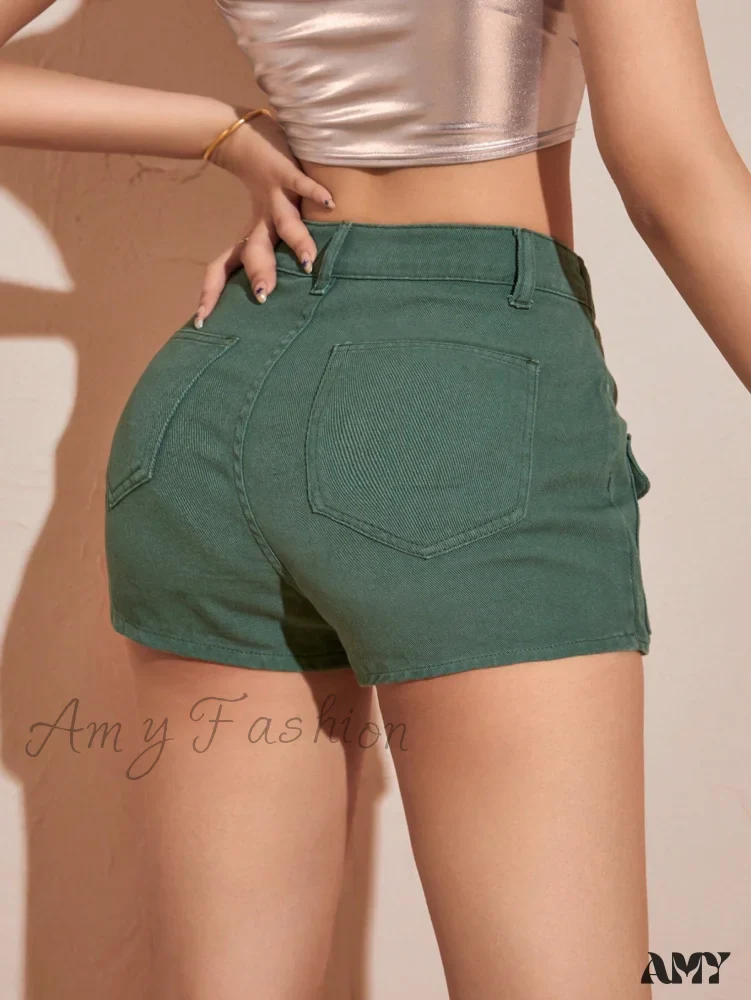 Amy Fashion - Flap Pocket Denim Skort - Image 2