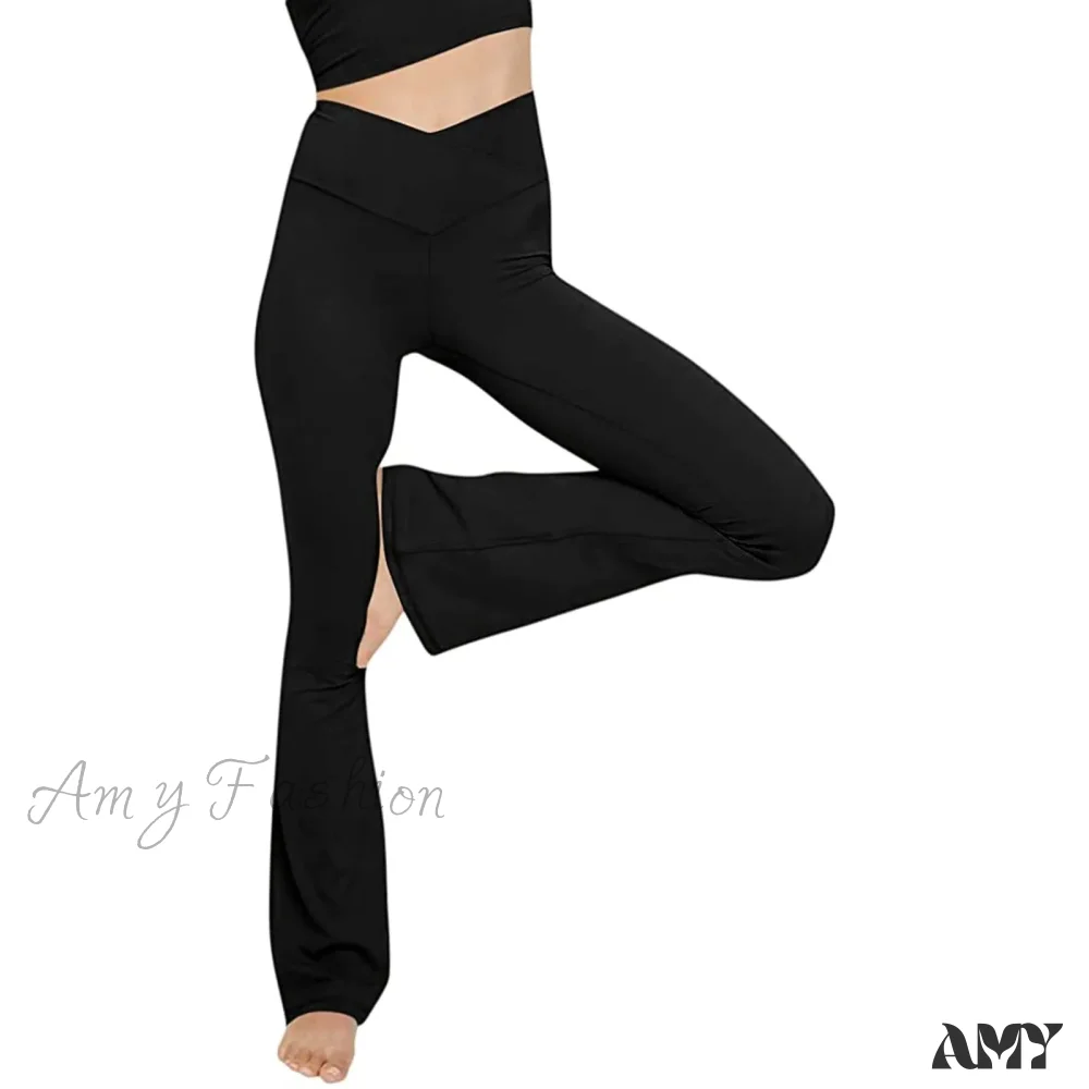 Flare High Waist Wide Leg Yoga Pants Seamless Fitness Workout Tights Casual Slimming Leggings - Image 3