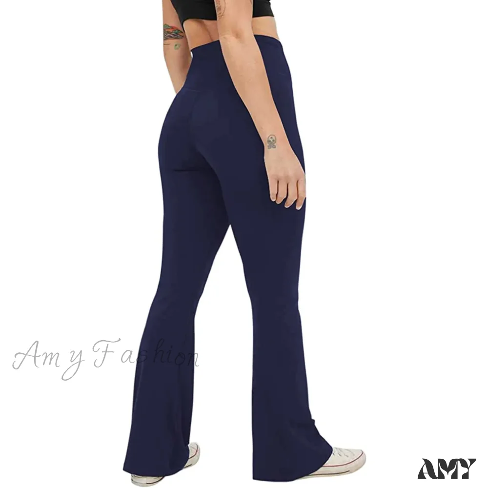 Flare High Waist Wide Leg Yoga Pants Seamless Fitness Workout Tights Casual Slimming Leggings - Image 5
