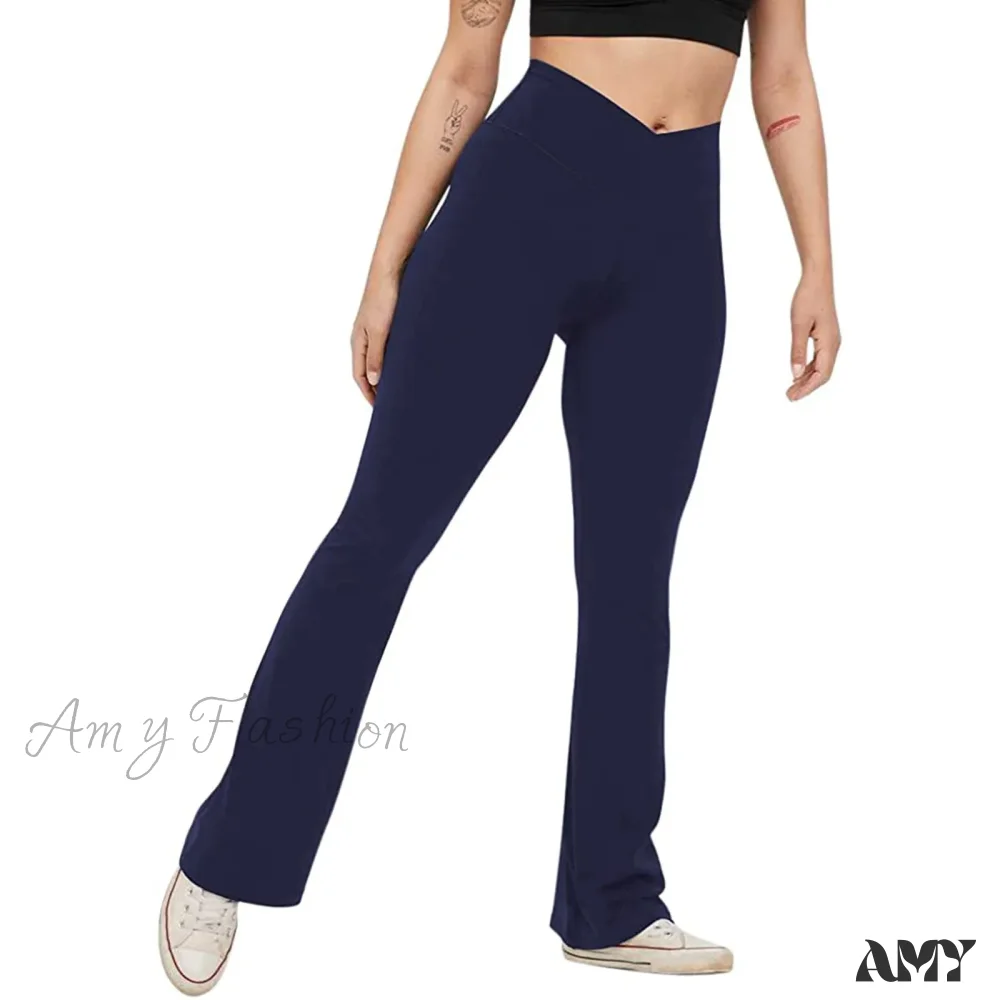 Flare High Waist Wide Leg Yoga Pants Seamless Fitness Workout Tights Casual Slimming Leggings - Image 6