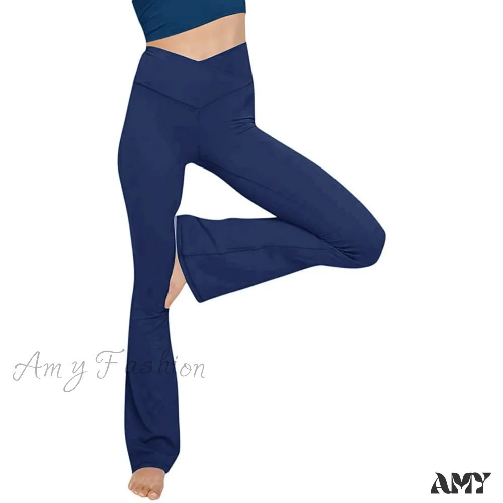 Flare High Waist Wide Leg Yoga Pants Seamless Fitness Workout Tights Casual Slimming Leggings - Image 7