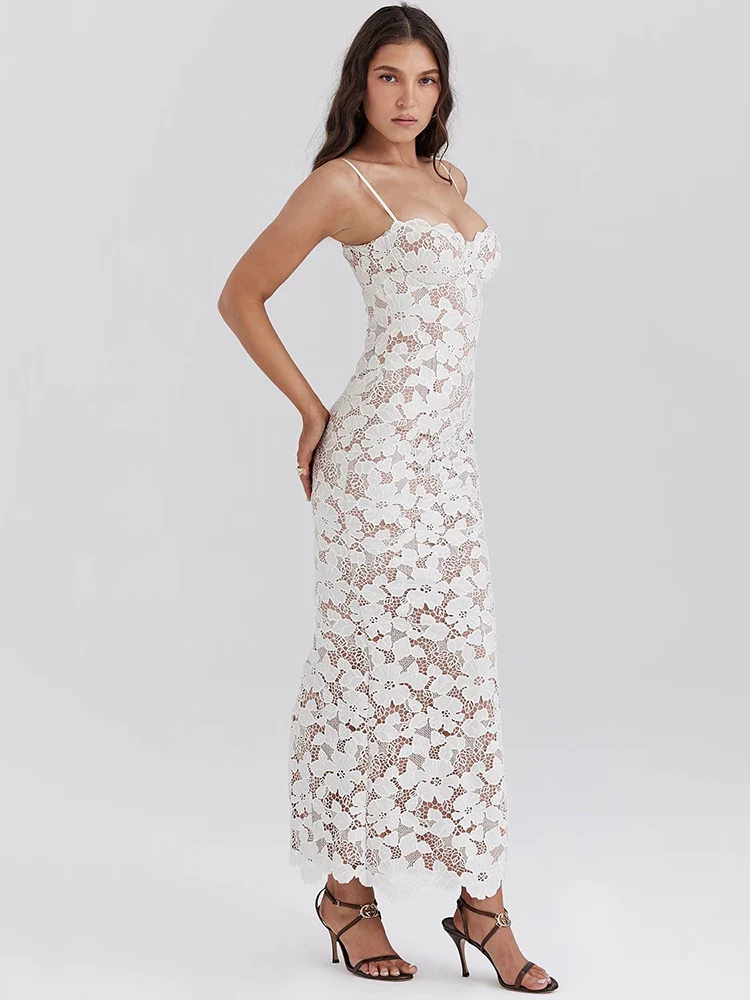 Floral Lace-up Sleeveless Bodycon Dress - Image 2