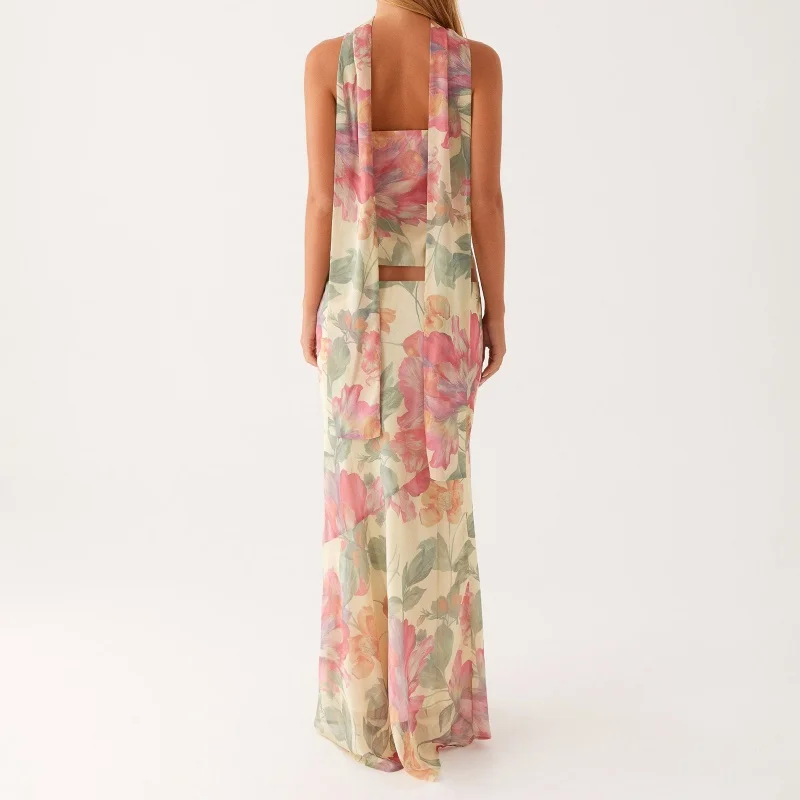 Floral Strapless Bodycon Skirt Two Piece Set - Image 5