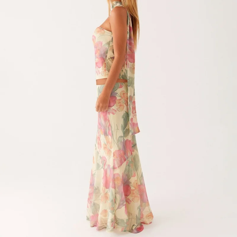 Floral Strapless Bodycon Skirt Two Piece Set - Image 6