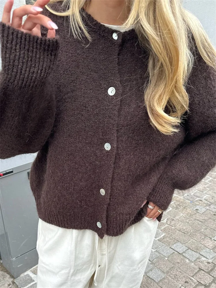 Fuzzy Button Down Knit Warm Cardigan - Image 4