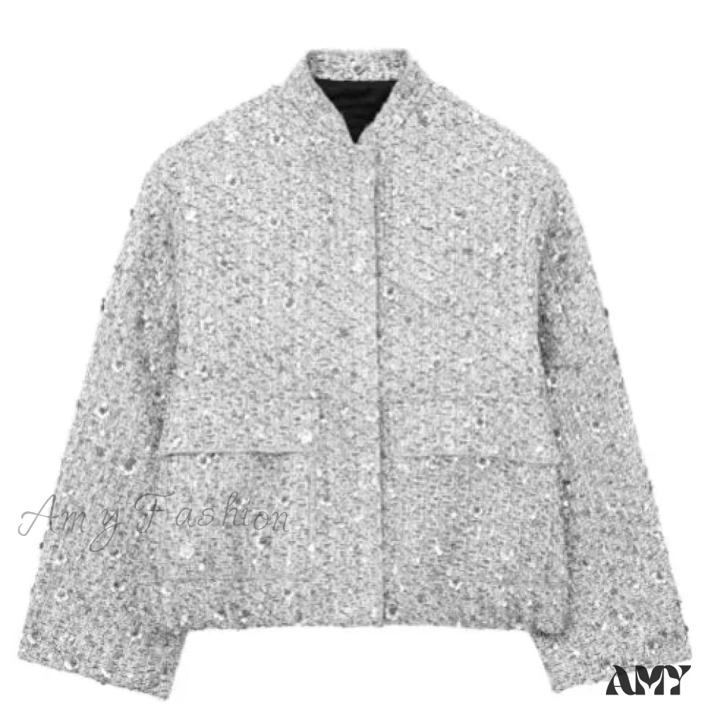 Gold Sequin Decoration Loose Short New Fashion Versatile Warm Chic Elegant Coat - Image 7