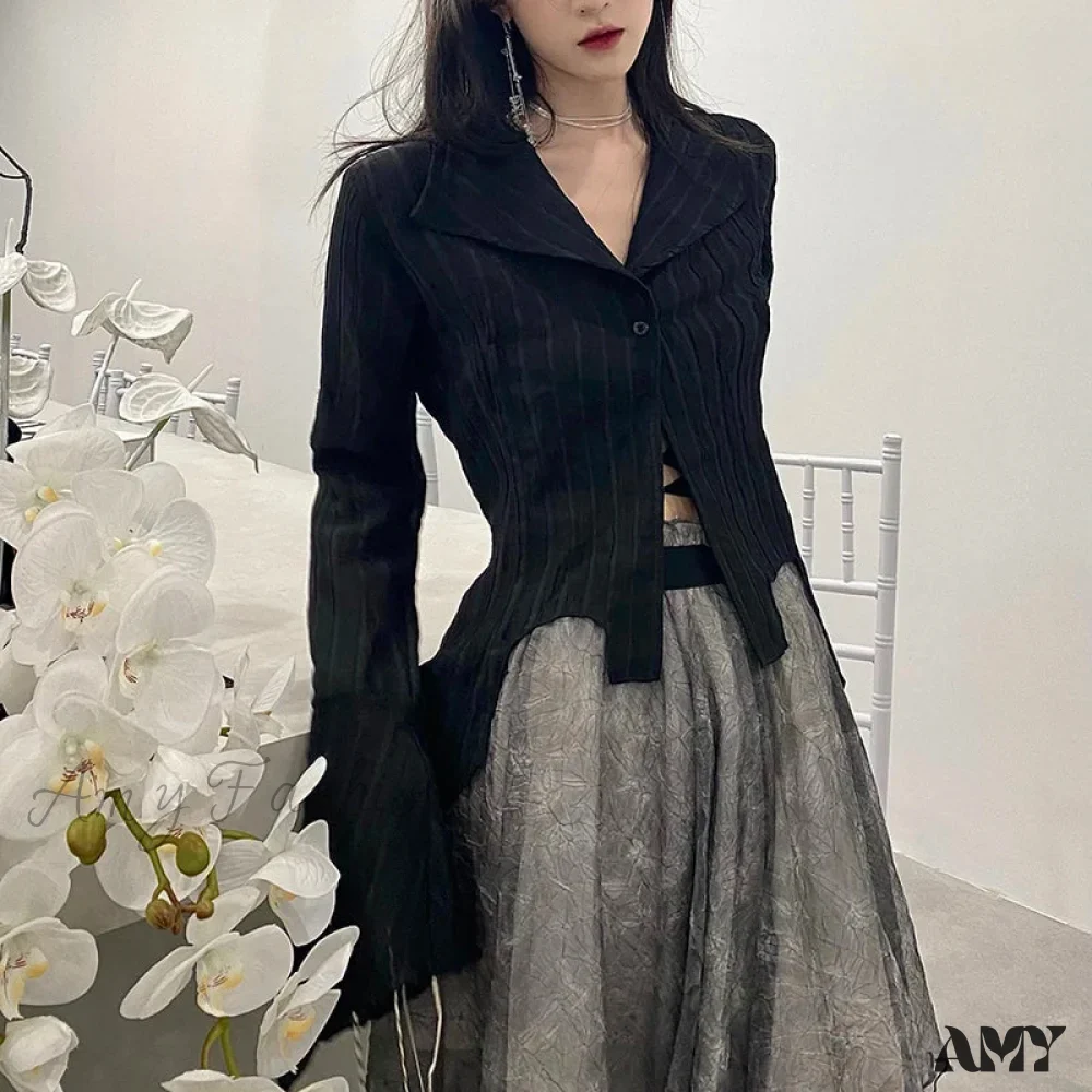 Gothic Dark Academic Irregular Streetwear Y2K Blouse - Image 3