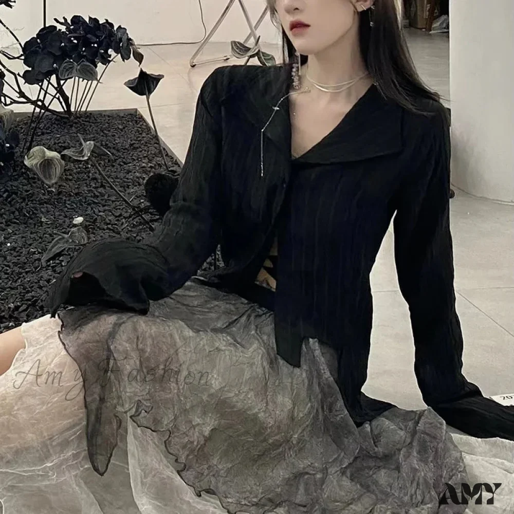 Gothic Dark Academic Irregular Streetwear Y2K Blouse - Image 5