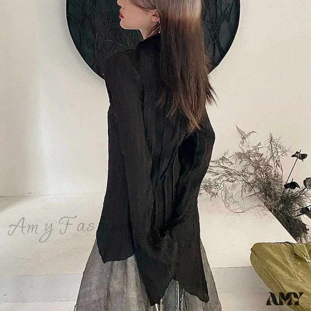 Gothic Dark Academic Irregular Streetwear Y2K Blouse - Image 6