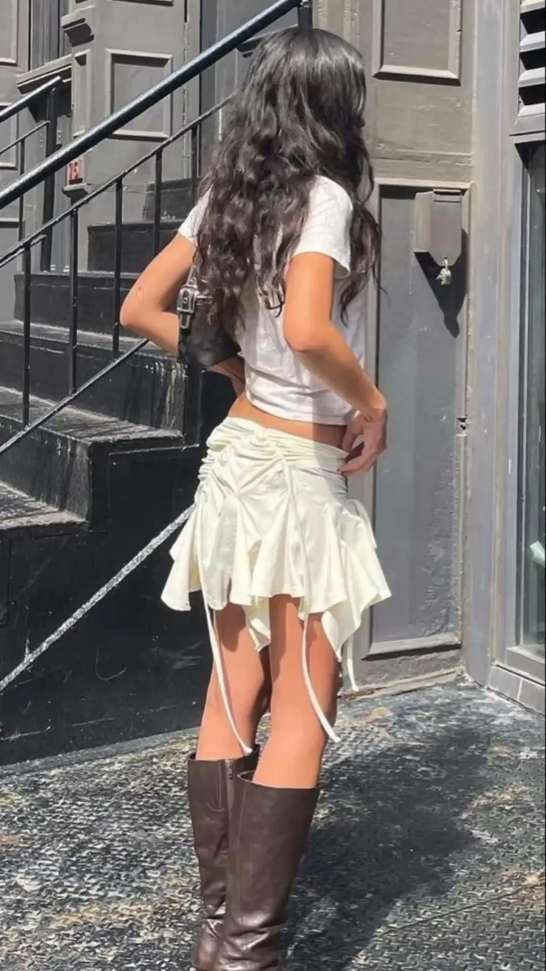 Gothic Drawstring Ruched Mini Skirt - Image 3