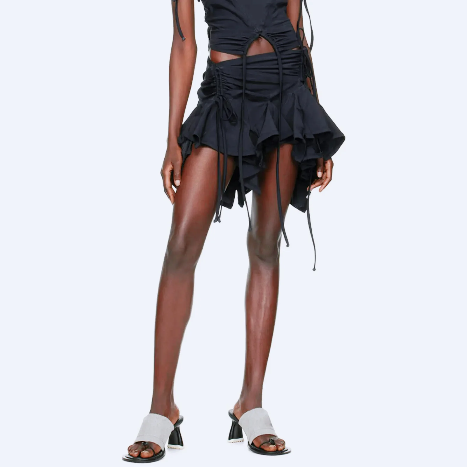 Gothic Drawstring Ruched Mini Skirt - Image 4
