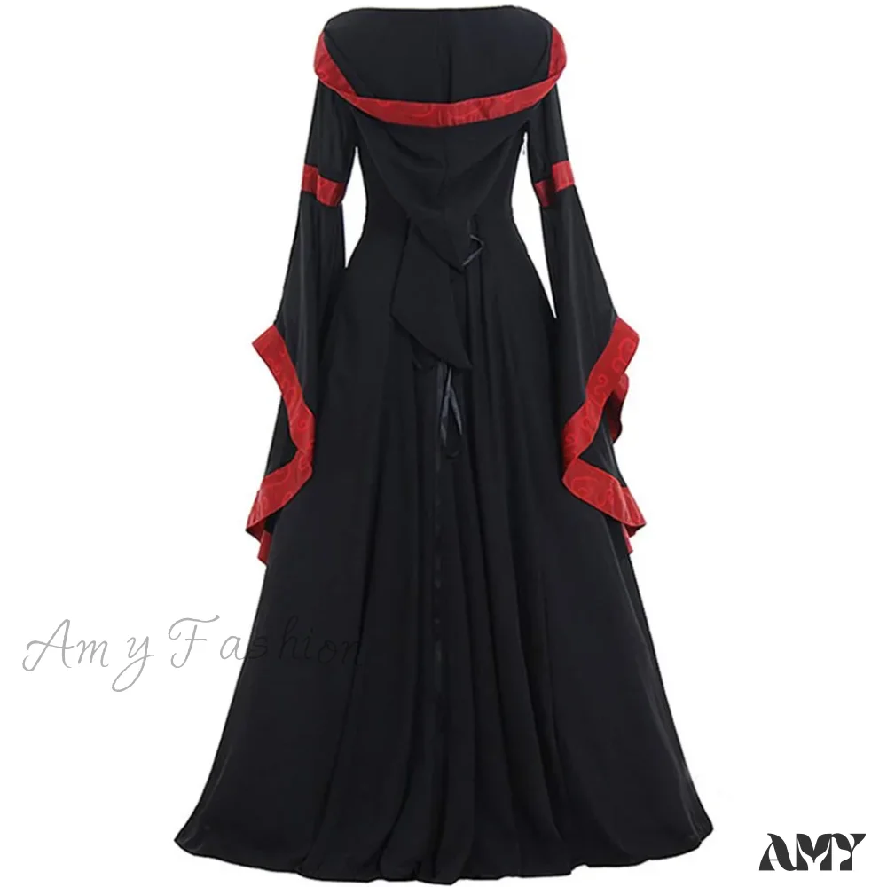 Gothic Halloween Medieval Court Vampire Cosplay Vintage Palace Long Sleeve Elegant Dress - Image 2