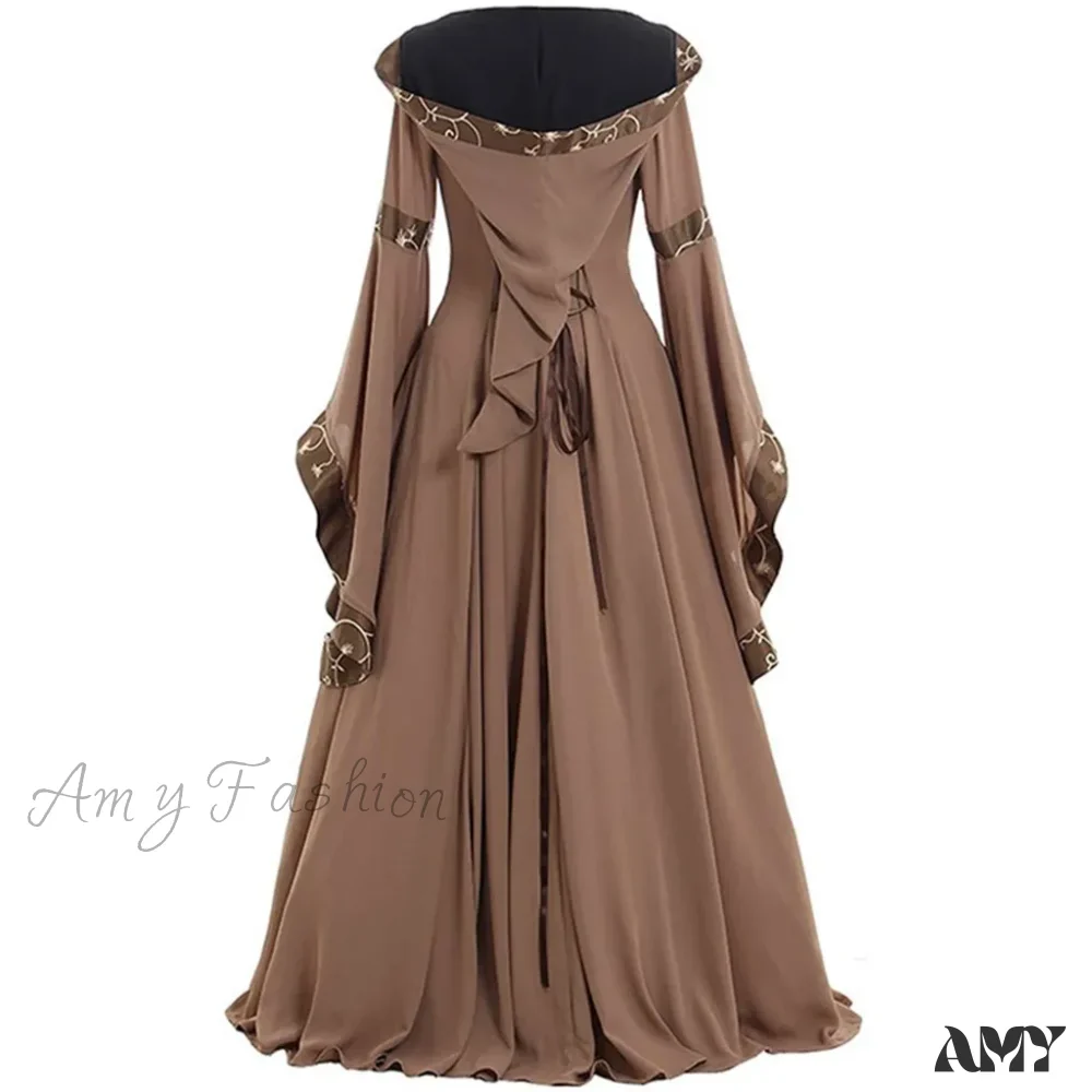 Gothic Halloween Medieval Court Vampire Cosplay Vintage Palace Long Sleeve Elegant Dress - Image 4
