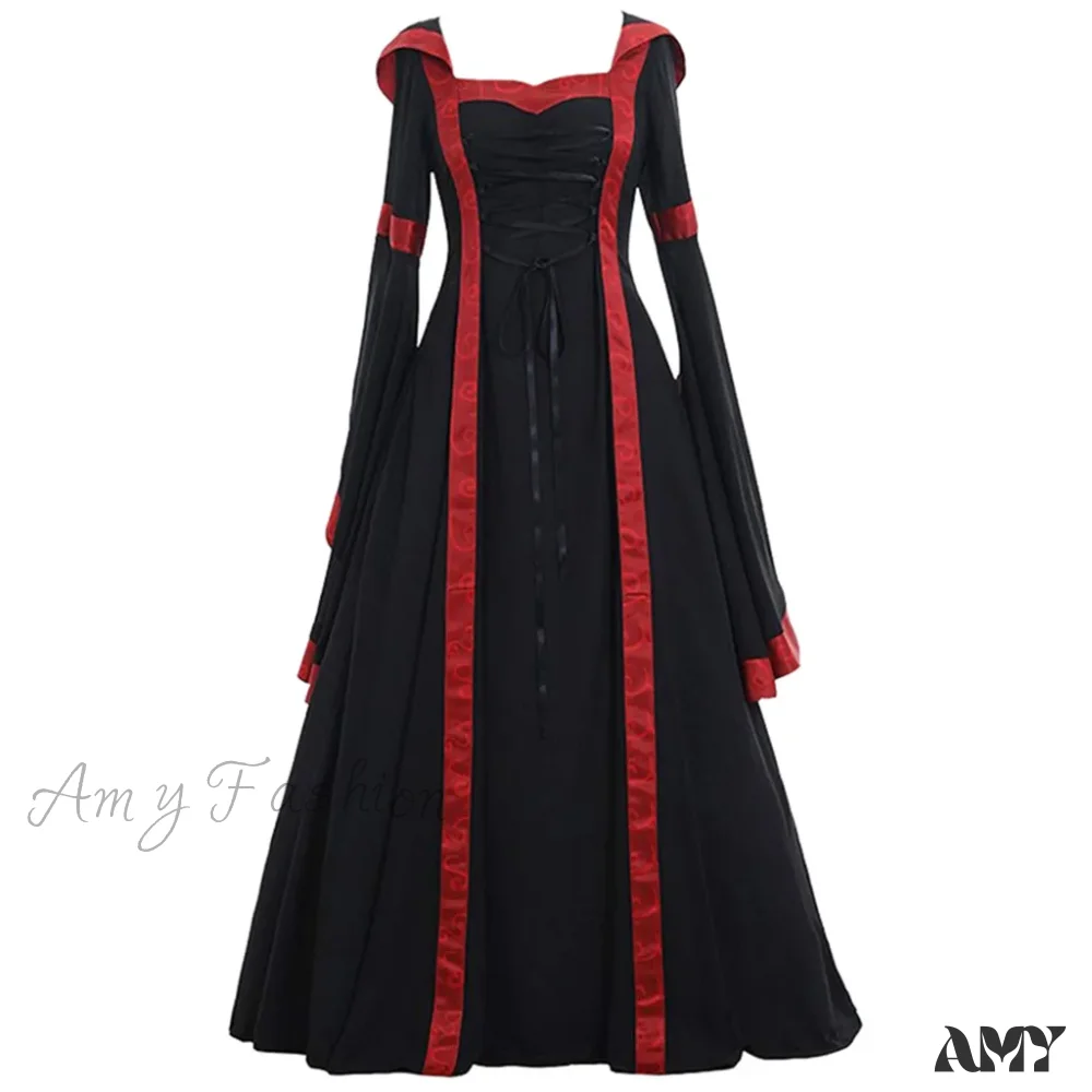Gothic Halloween Medieval Court Vampire Cosplay Vintage Palace Long Sleeve Elegant Dress - Image 6