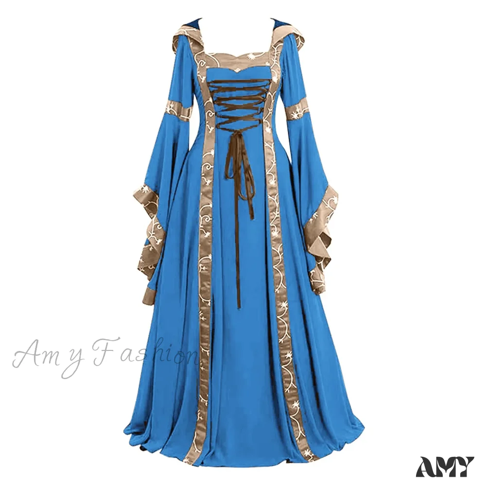 Gothic Halloween Medieval Court Vampire Cosplay Vintage Palace Long Sleeve Elegant Dress - Image 7
