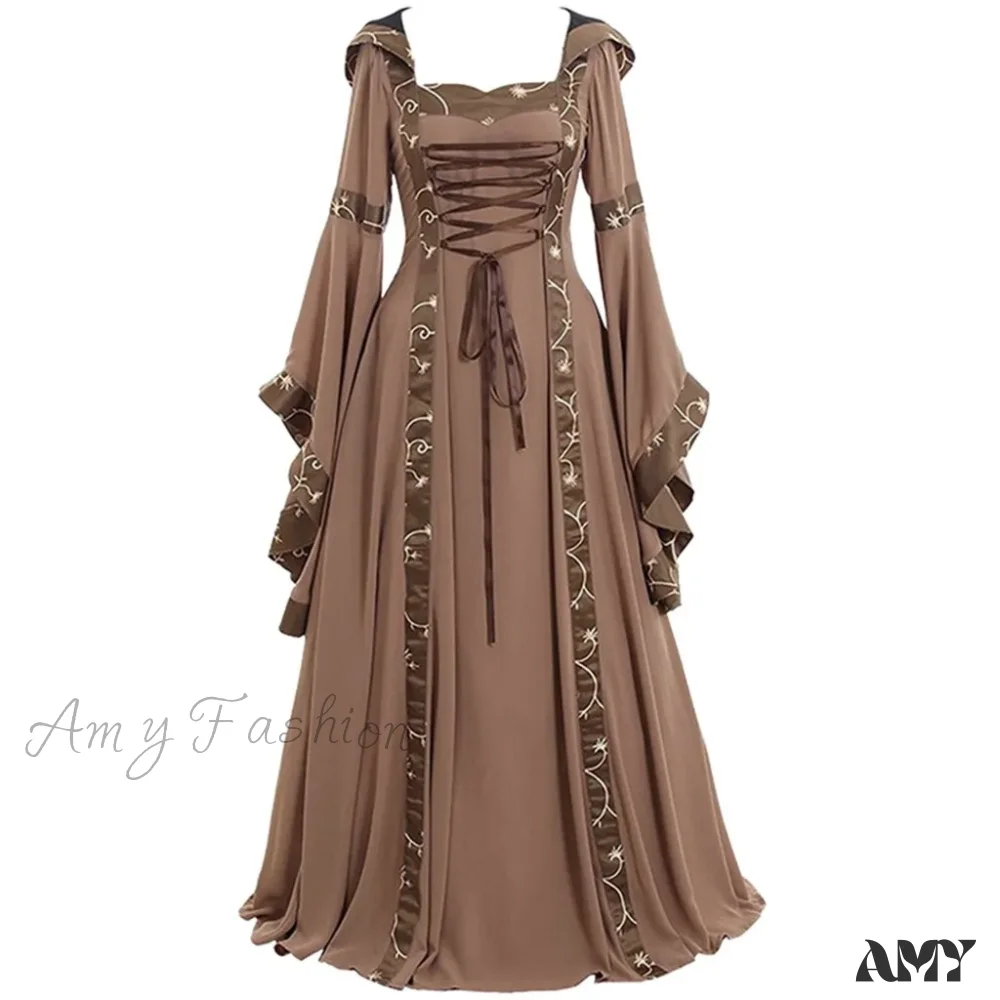 Gothic Halloween Medieval Court Vampire Cosplay Vintage Palace Long Sleeve Elegant Dress - Image 8