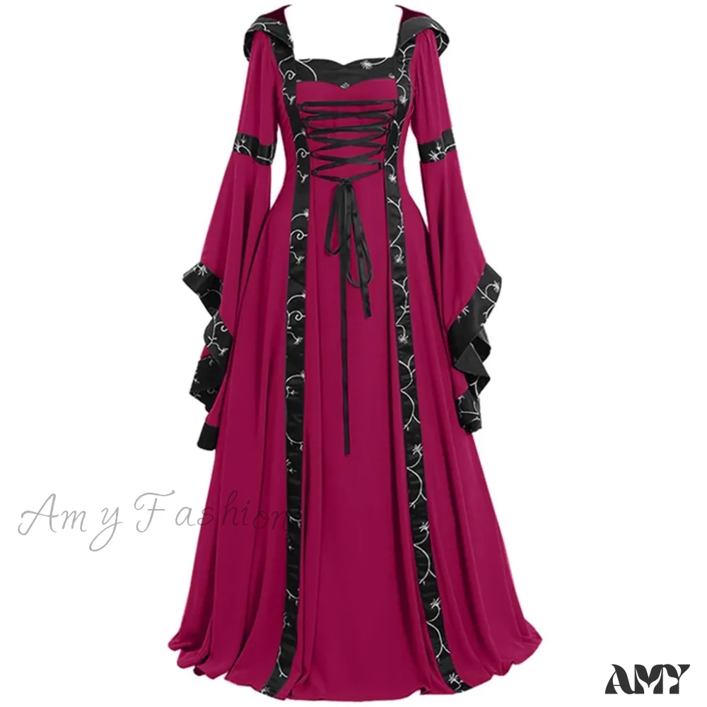 Gothic Halloween Medieval Court Vampire Cosplay Vintage Palace Long Sleeve Elegant Dress - Image 9