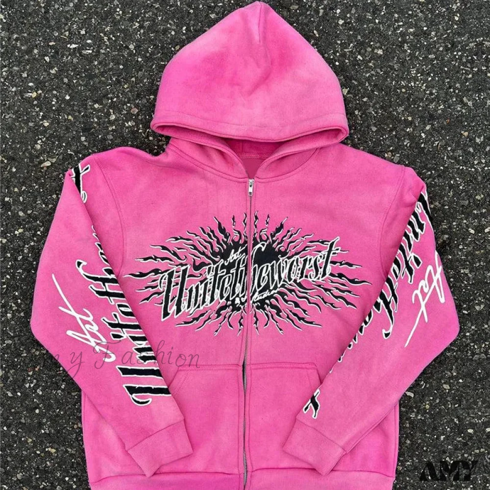 Gothic Letter Print Retro Harajuku Loose Oversized Y2K Hoodie - Image 5