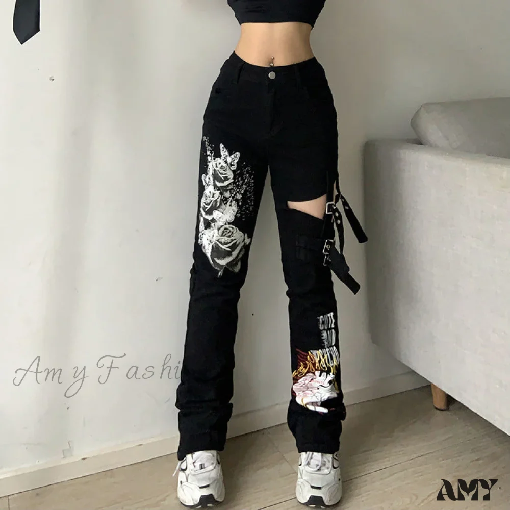 Amy Fashion - Gothic Punk Hip Hop Harajuku Baggy Cargo Pants - Image 13