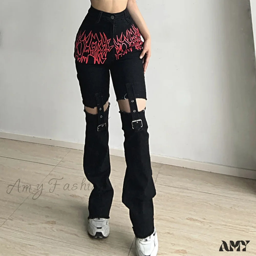 Amy Fashion - Gothic Punk Hip Hop Harajuku Baggy Cargo Pants - Image 14