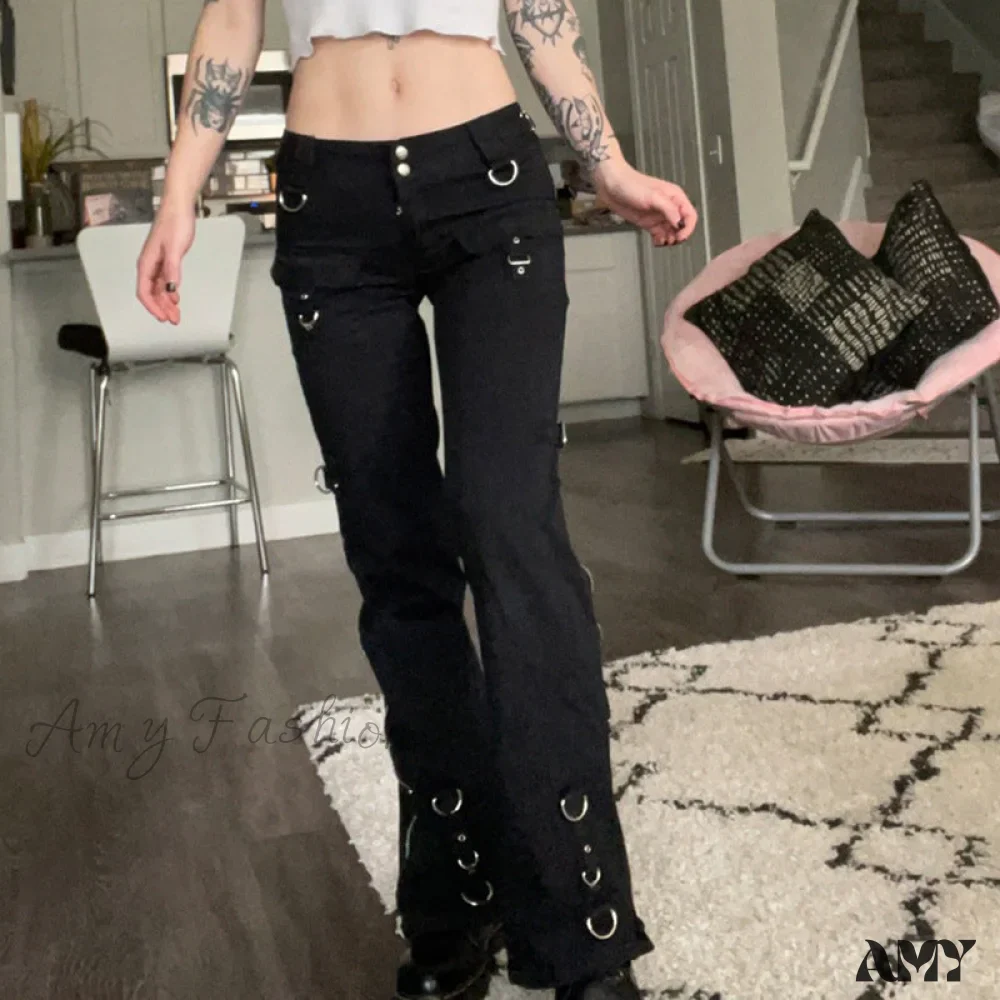 Amy Fashion - Gothic Punk Hip Hop Harajuku Baggy Cargo Pants - Image 9