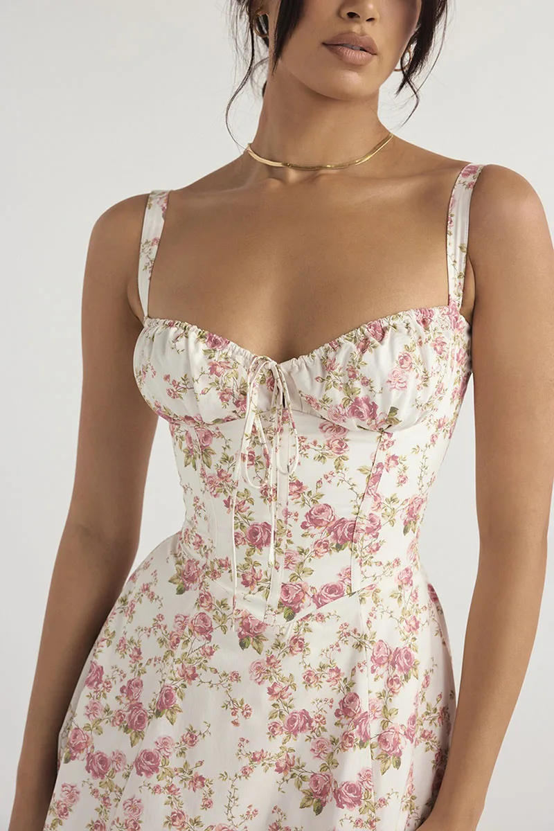 Halter Solid High-End Floral Dress - Image 4