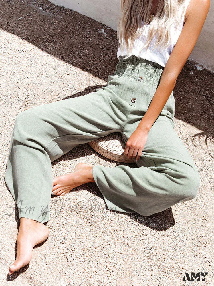 Amy Fashion - Harajuku Solid Color Ruffle Buttoned Pants - Image 6