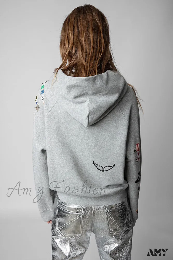 Heart Diamond Embroidered Cozy Comfortable Colorful Soft Hoodies - Image 3