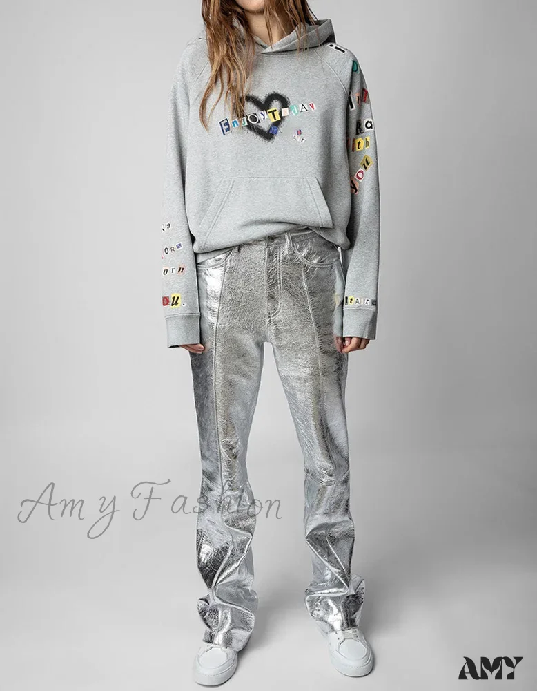 Heart Diamond Embroidered Cozy Comfortable Colorful Soft Hoodies - Image 4