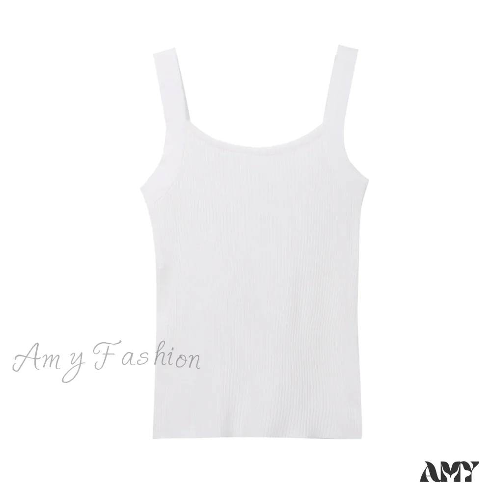 Amy Fashion - Plain Knitted Tank Tops - Image 5