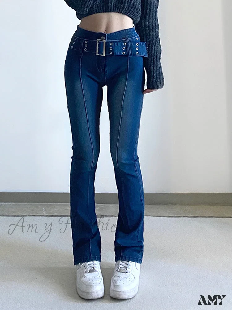 Amy Fashion - Brown Vintage Flared Hight Waist Jeans - Image 6