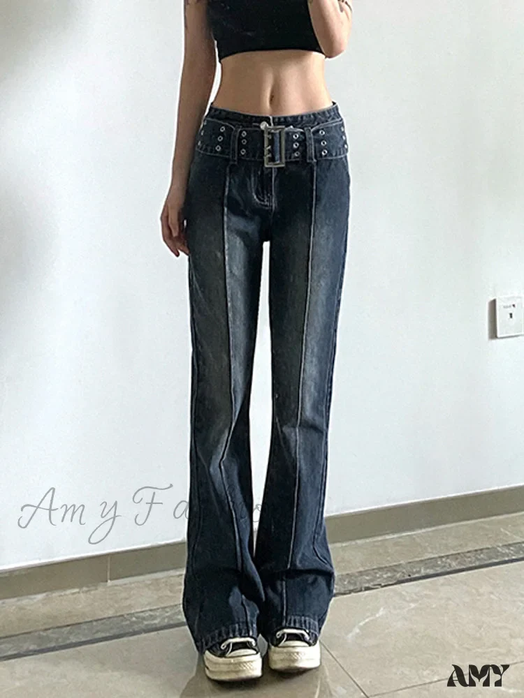 Amy Fashion - Brown Vintage Flared Hight Waist Jeans - Image 7
