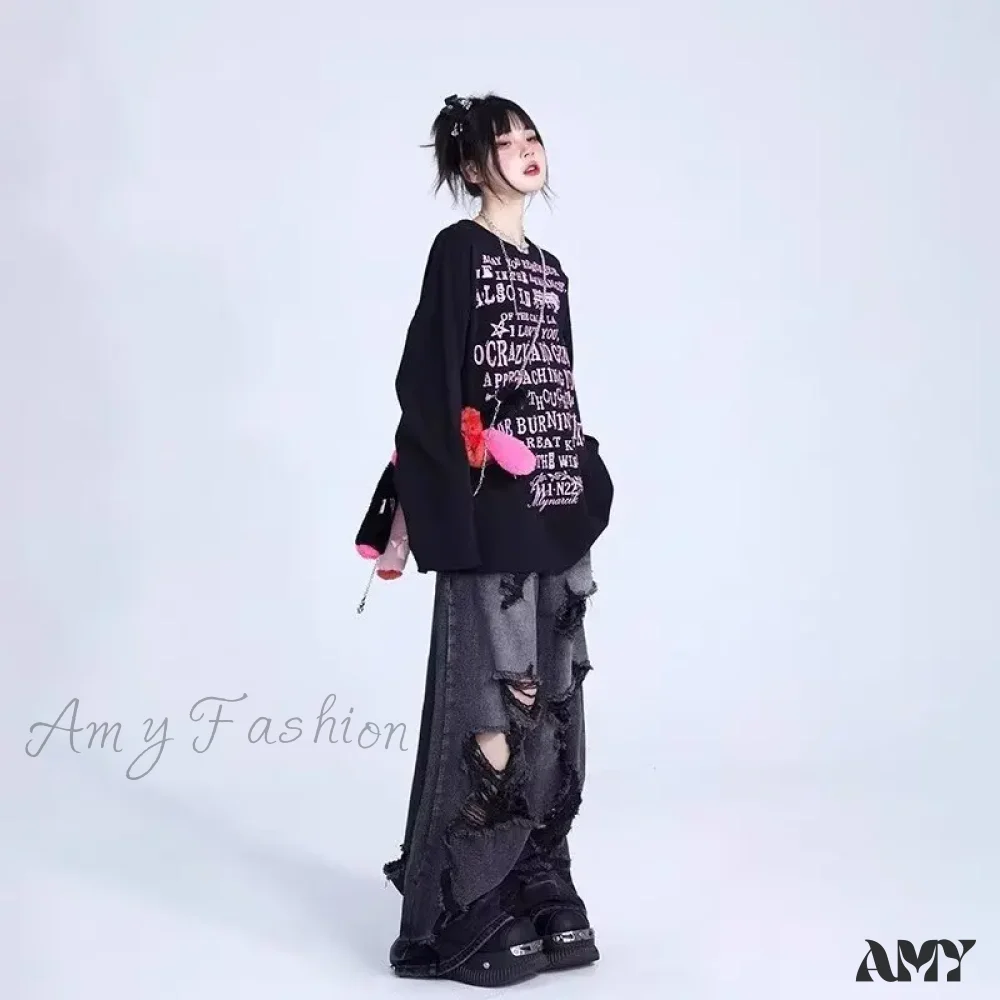 Amy Fashion - High-end Floor Length Trendy Brand Fashion Jean - Image 4