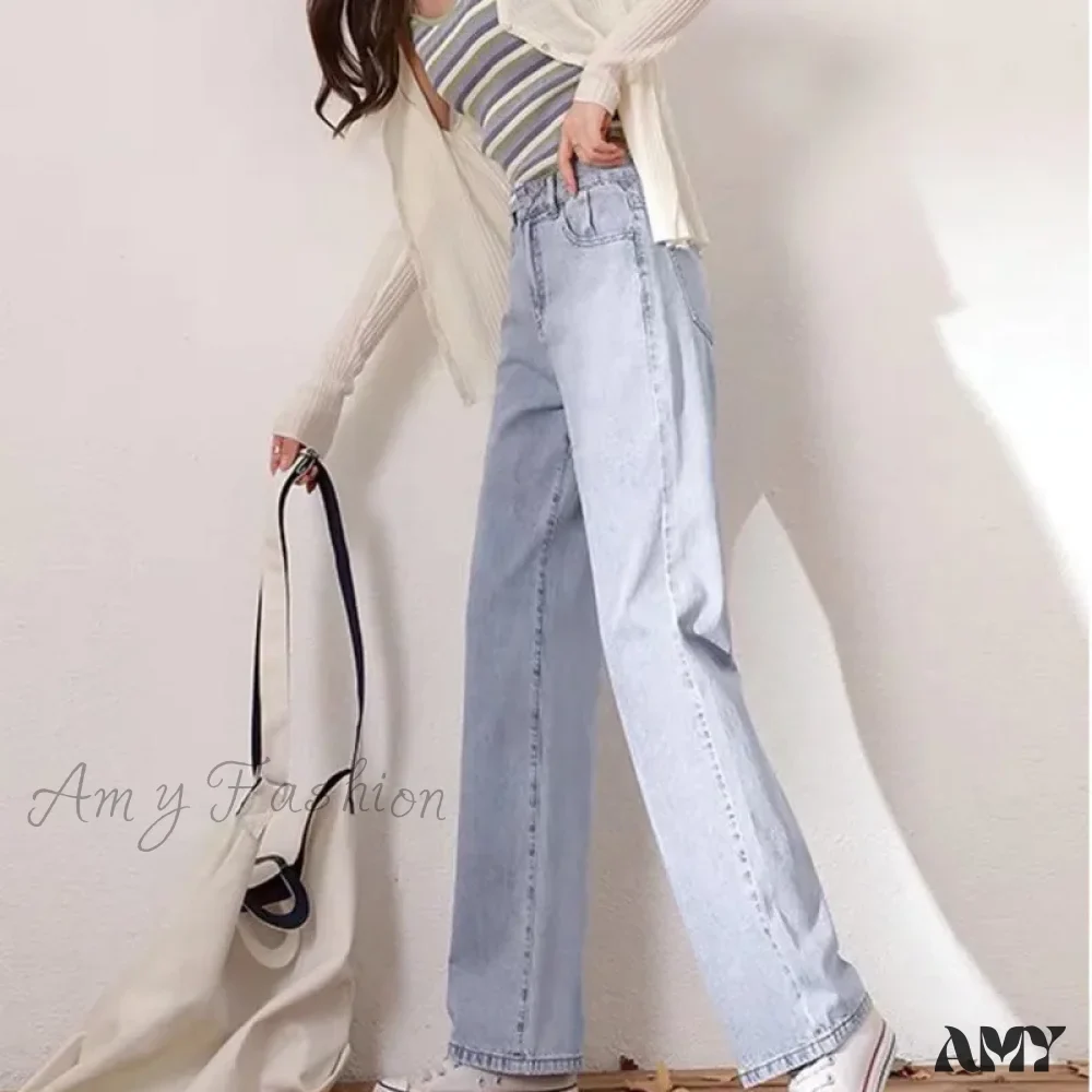 Amy Fashion - High Quality Vintage Blue Wide-Leg Straight Fashion Jean - Image 3