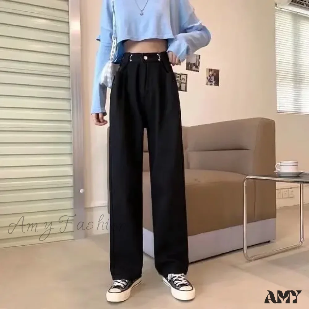 Amy Fashion - High Quality Vintage Blue Wide-Leg Straight Fashion Jean - Image 3