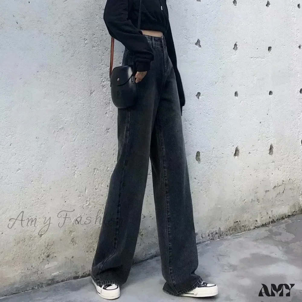 Amy Fashion - High Quality Vintage Blue Wide-Leg Straight Fashion Jean - Image 2