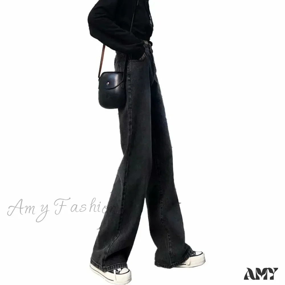 Amy Fashion - High Quality Vintage Blue Wide-Leg Straight Fashion Jean - Image 3