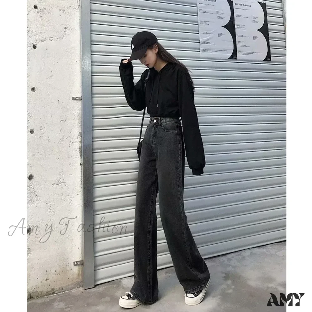 Amy Fashion - High Quality Vintage Blue Wide-Leg Straight Fashion Jean - Image 4