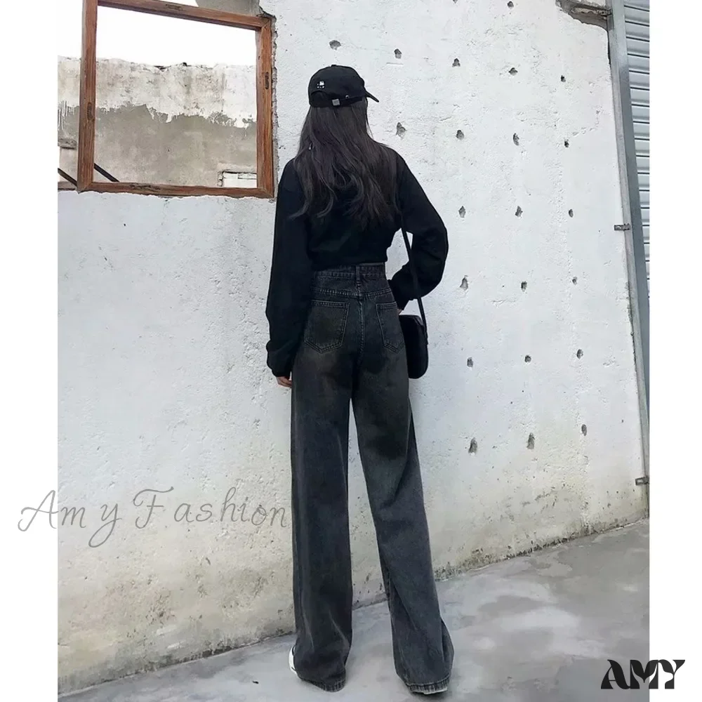 Amy Fashion - High Quality Vintage Blue Wide-Leg Straight Fashion Jean - Image 6