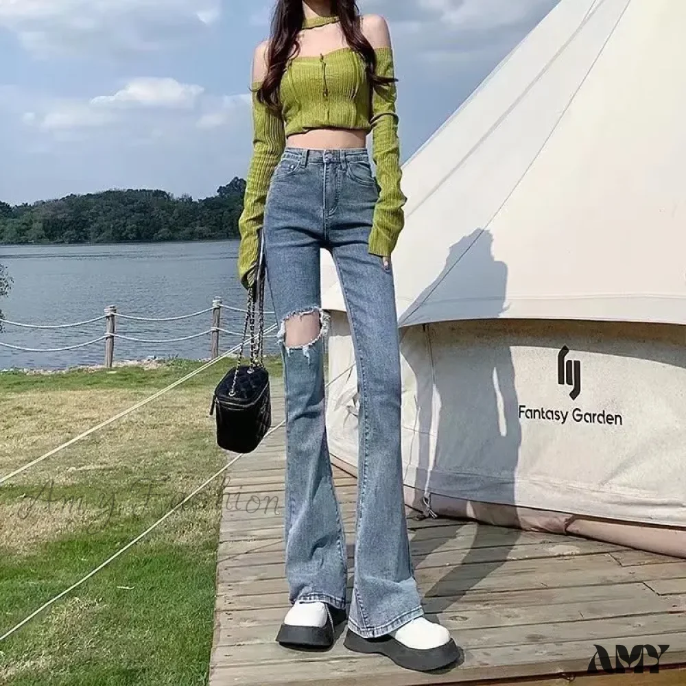 Amy Fashion - High Quality Vintage Blue Wide-Leg Straight Fashion Jean - Image 2