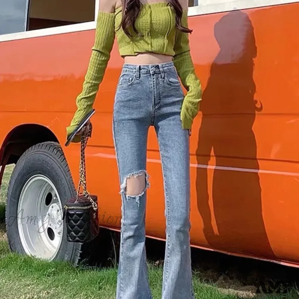 Amy Fashion - High Quality Vintage Blue Wide-Leg Straight Fashion Jean - Image 3