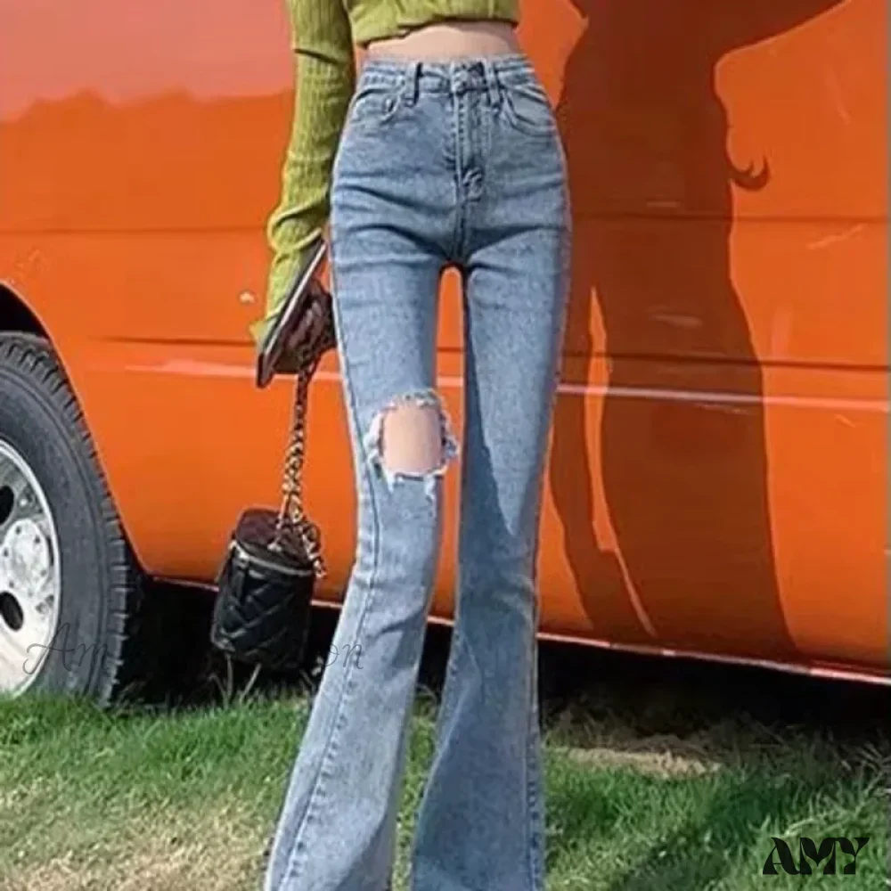 Amy Fashion - High Quality Vintage Blue Wide-Leg Straight Fashion Jean - Image 6