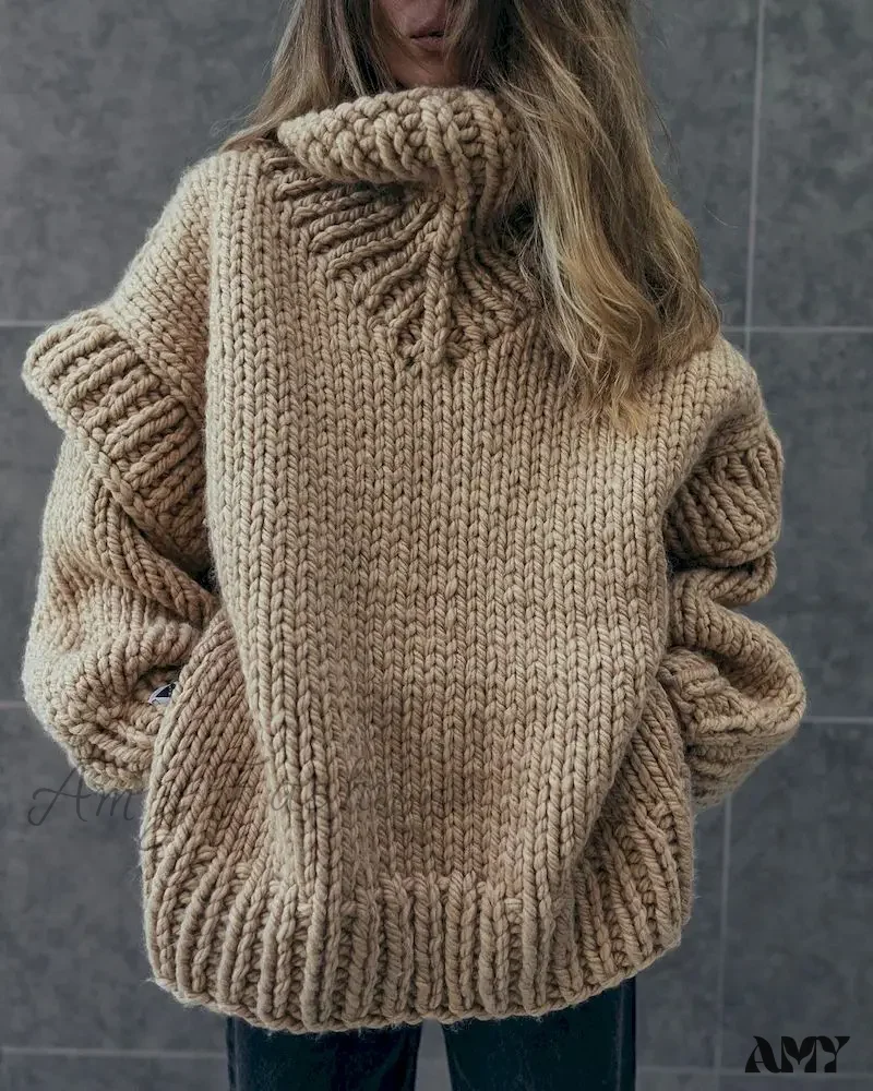 High Street Fashion Women 2024 Autumn Elegant Solid Flying Sleeve Loose Winter Warm Sweater - Image 12