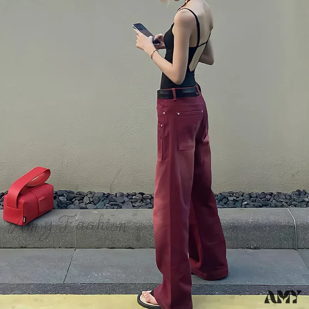 High Waist Baggy Boyfriend Style Vintage Washed Distressed Wide Leg Mopping Y2K Jeans - Image 4