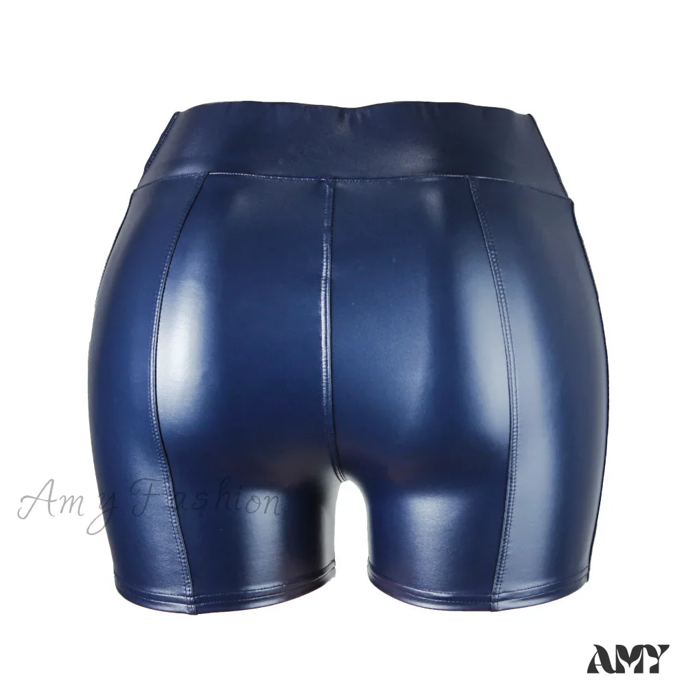 Amy Fashion - High Waist Faux Leather Shorts - Image 12