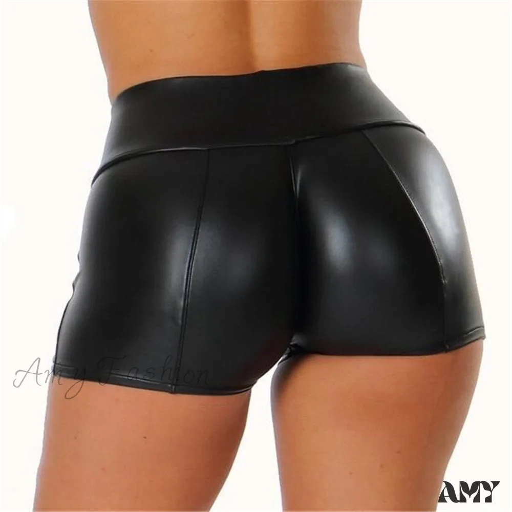 Amy Fashion - High Waist Faux Leather Shorts - Image 7