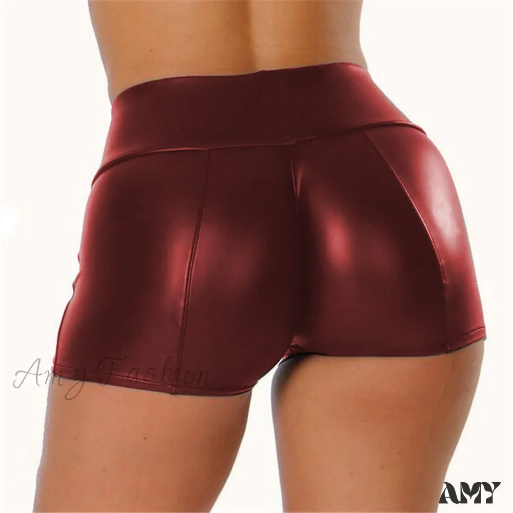 Amy Fashion - High Waist Faux Leather Shorts - Image 8